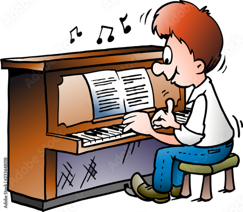 Vector Cartoon illustration of of a Musical Piano Player