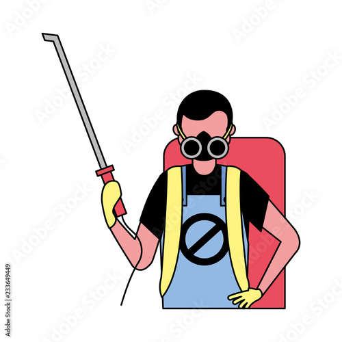 exterminator man labor on white background