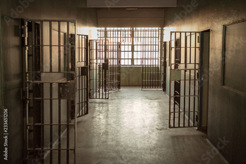 Foto Interior of prison corridor