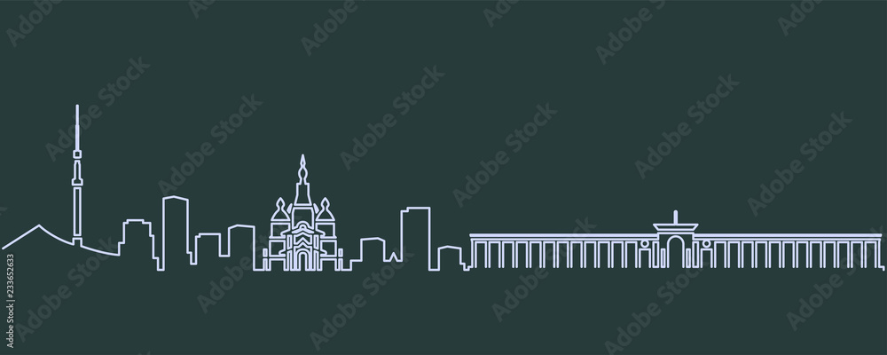 Almaty Single Line Skyline