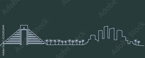 Cancun Single Line Skyline