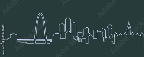 Dallas Single Line Skyline