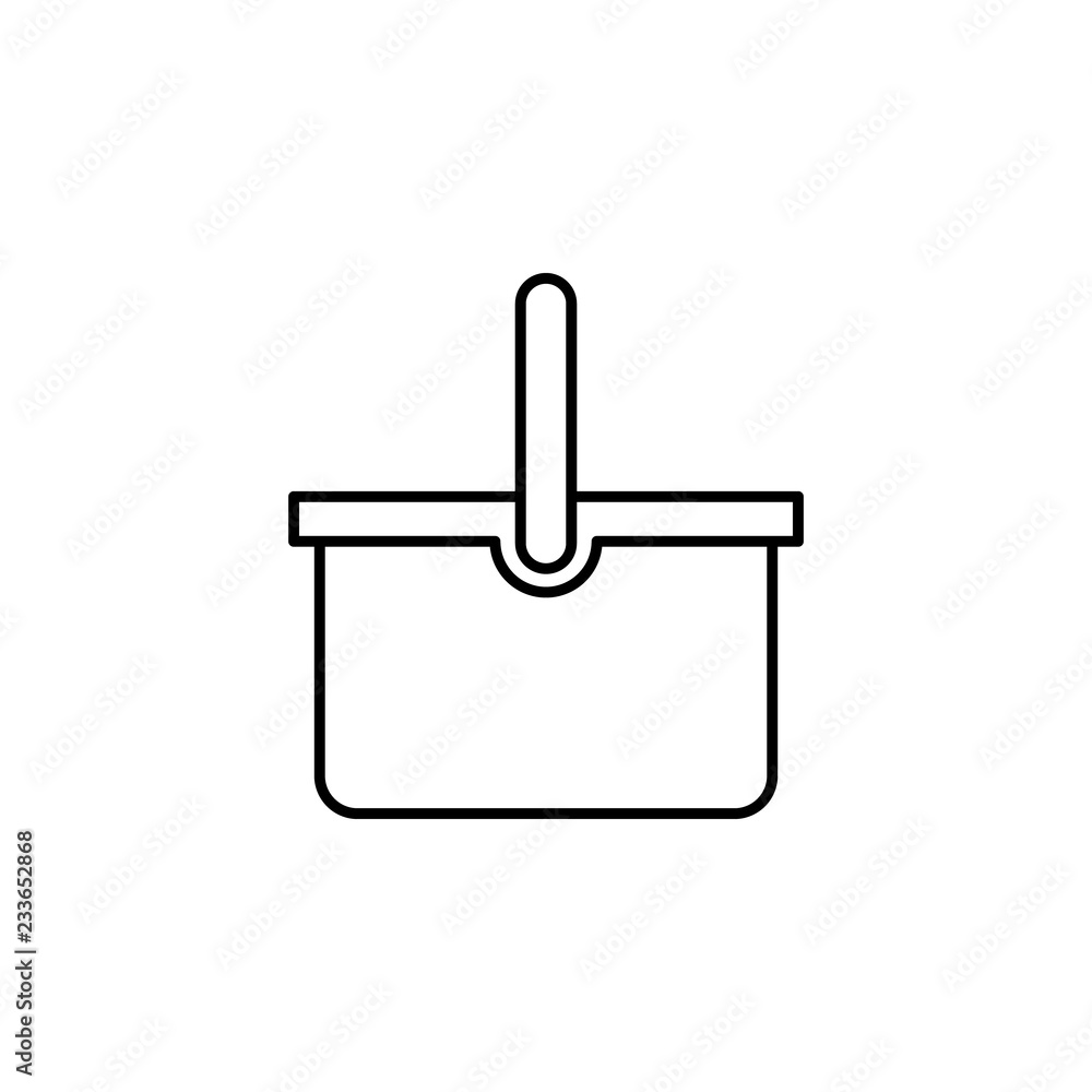 Basket sign icon. Outline icon isolated on white background. Basket sign Silhouette. Web site, page and mobile app design vector element.