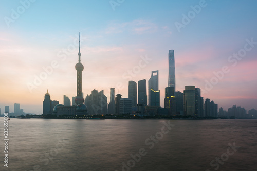 Shanghai skyline cityscape  View of shanghai at Lujiazui finance and business district trade zone skyscraper in morning  Shanghai China