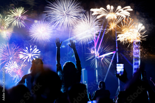 crowd watching fireworks - New Year celebrations