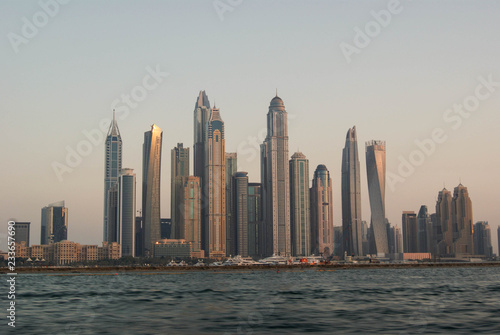 Amazing view of Dubai skyline from the sea