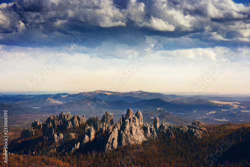 Scenic view of dramatic landscape against cloudy sky