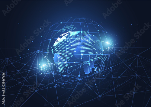 Global network connection. World map point and line composition concept of global business. Vector Illustration