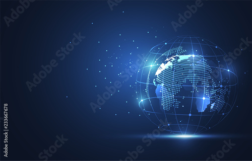 Global network connection. World map point and line composition concept of global business. Vector Illustration