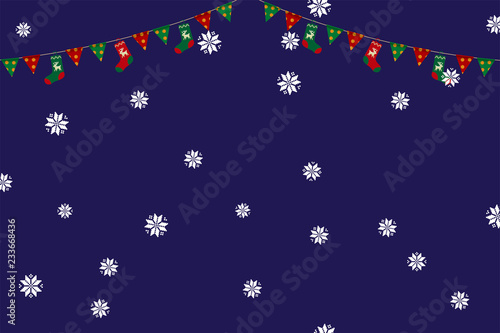 イラスト素材：クリスマスのイメージの三角旗・パーティーフラッグ｜横位置・CHRISTMAS　Party Flag