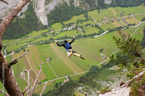 Aerial view of man skydiving