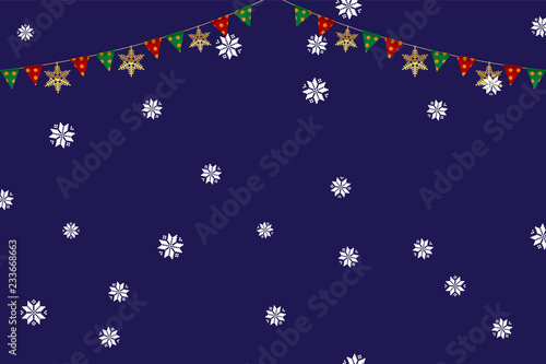 イラスト素材：クリスマスのイメージの三角旗・パーティーフラッグ｜横位置・CHRISTMAS　Party Flag