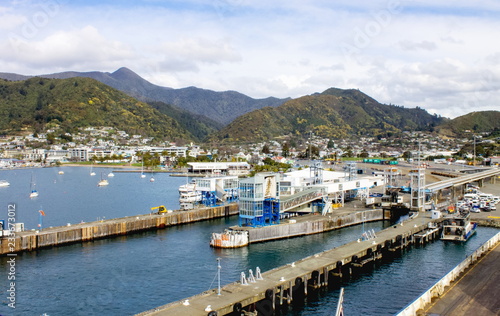 Picton, New Zealand - Waitohi Wharf is a general purpose finger wharf predominantly used by roll on roll off vessels and cruise ships. photo