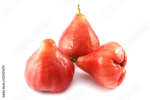 fresh rose apples isolated / pink or red rose apples fruit isolated on white background - rose apples tropical fruit in thai