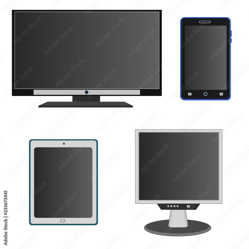 Isolated modern technology device display with smartphone , monitor and television icon set Isolated modern technology device display with smartphone , monitor and television icon set