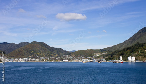 Landscape view of Picton Harbour located at the head of Queen Charlotte Sound in the South Island of New Zealand.