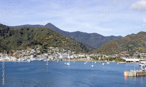 Landscape view of Picton Harbour located at the head of Queen Charlotte Sound in the South Island of New Zealand. © MollyNZ