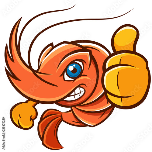 Vector Illustration of Cartoon shrimp