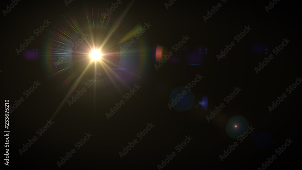 Solar Lens flare light special effect on Black background