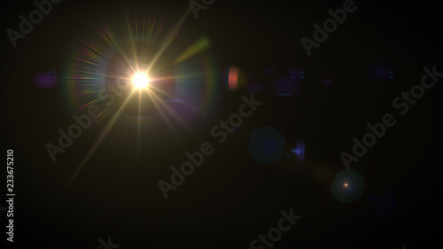 Obraz na płótnie Solar Lens flare light special effect on Black background w salonie