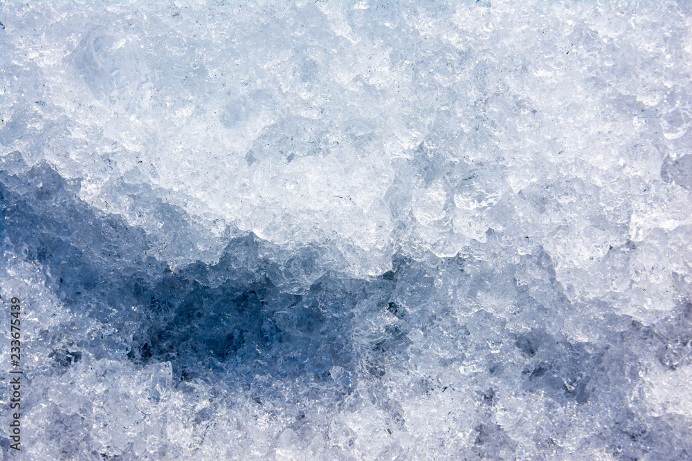 Crushed ice texture background. Ice crystals texture surface Stock
