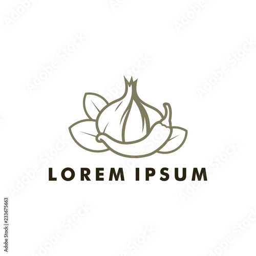 onion garlic and chili logo icon symbol design vector illustration