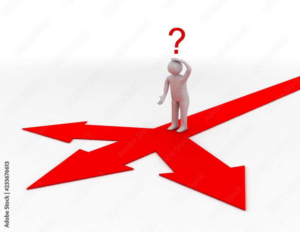 Man with different direction .3d rendered illustration Man with different direction .3d rendered illustration