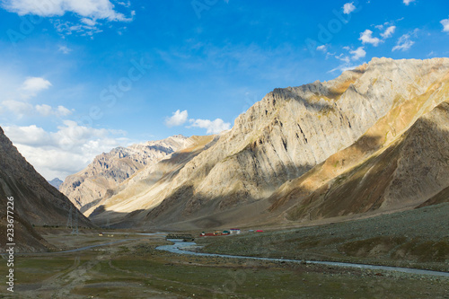 Mountains under blue sky in Leh, Ladakh, Jammu and Kashmir, Indi