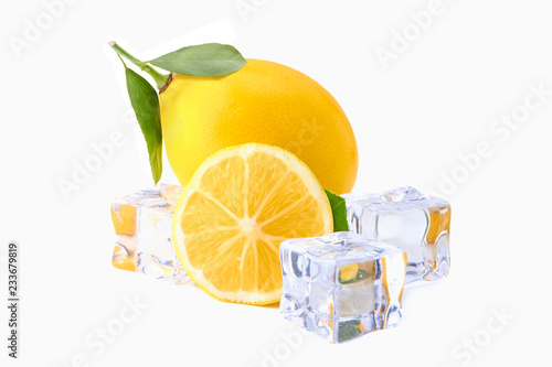 lemon fruit with leaf isolated on white background