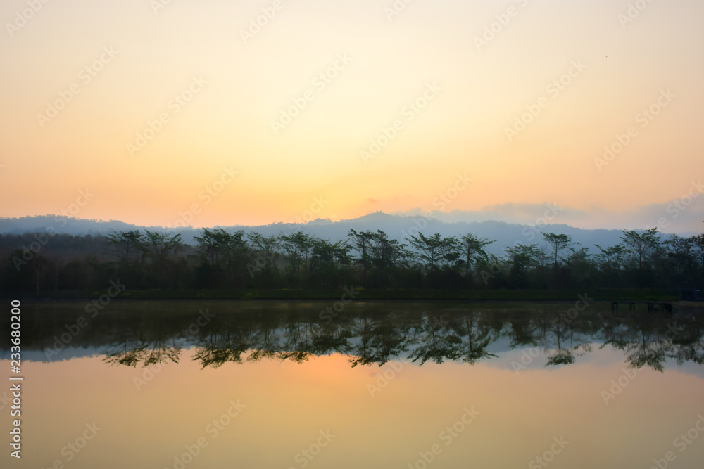 A beautiful landscape around a river in the morning time.