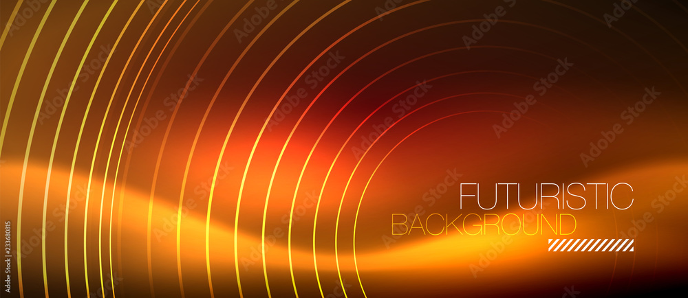 Neon glowing techno lines, hi-tech futuristic abstract background template with square shapes Neon glowing techno lines, hi-tech futuristic abstract background template with square shapes