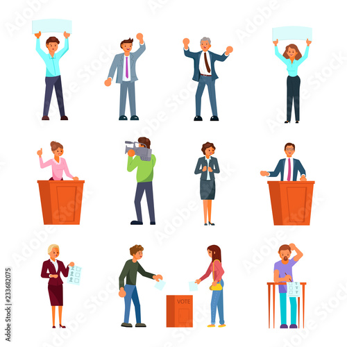 People involved in election process vector flat illustration