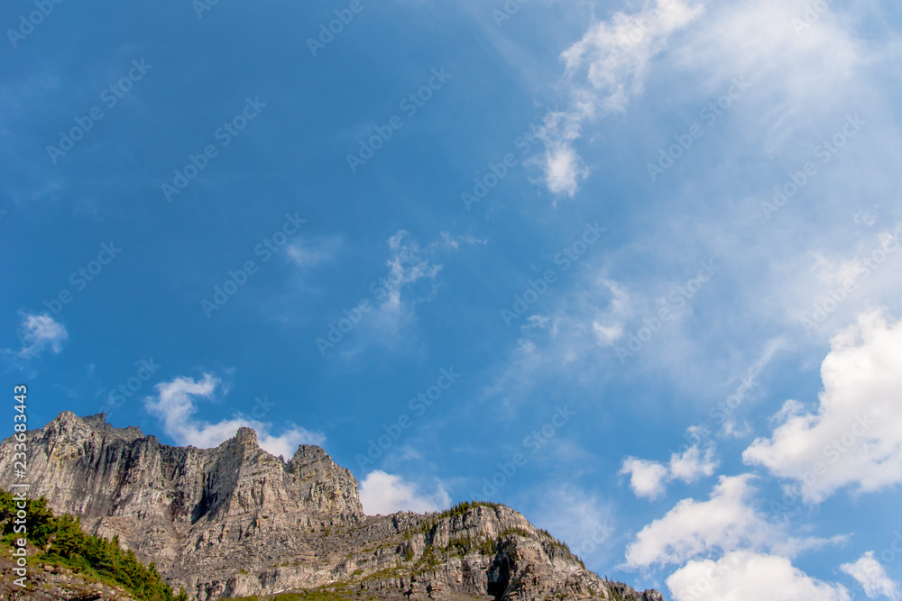 Cliff Tops and Bright Blue Skies in Glacier National Park in Northern Montana