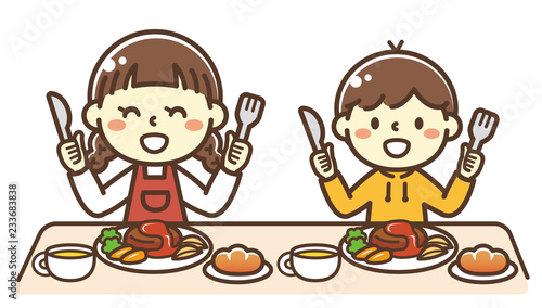 ハンバーグを食べる子供
