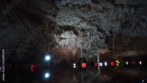 Underground caves in mani Greece. A large underground network of caves full of strangely shaped rock formations. photo