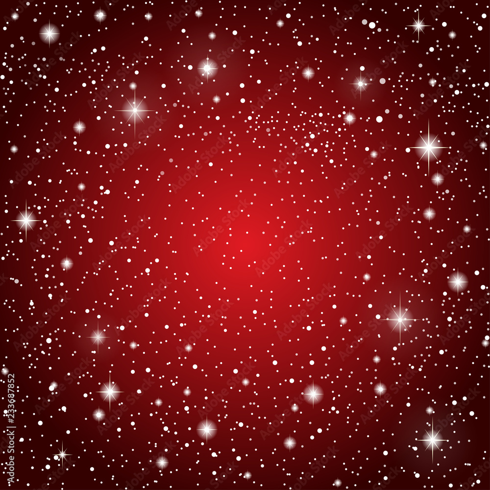 Starry Sky with Red Glow. Shining Stars Dark Sky Starry Sky with Red Glow. Shining Stars Dark Sky