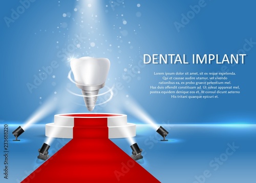 Dental implant vector poster or banner template