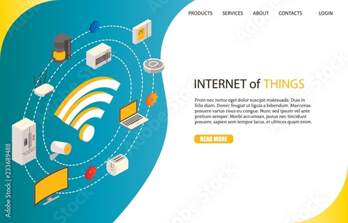Internet of things landing page website vector template