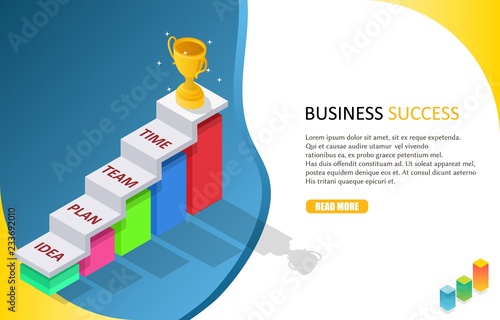 Business success vector isometric web banner template