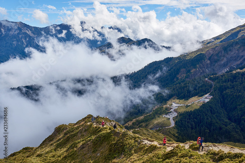 Mountain and climber