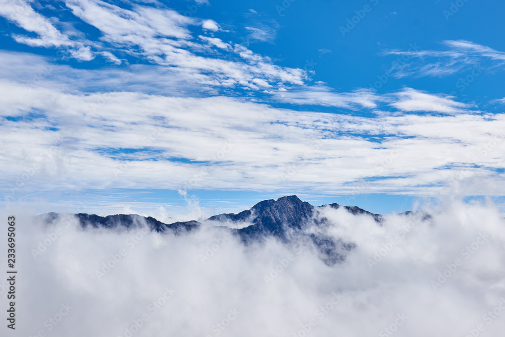 High mountains in the clouds