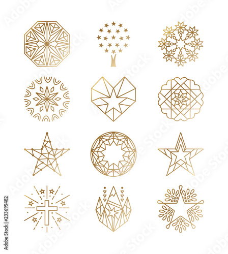 Trendy Golden Star Logos. Star Logos and Emblem. Star Illustration in Vector