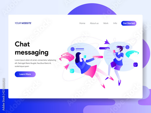 Landing page template of Chat Messaging Concept. Modern flat design concept of web page design for website and mobile website.Vector illustration