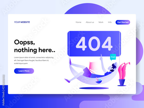 Landing page template of 404 Error. Modern flat design concept of web page design for website and mobile website.Vector illustration