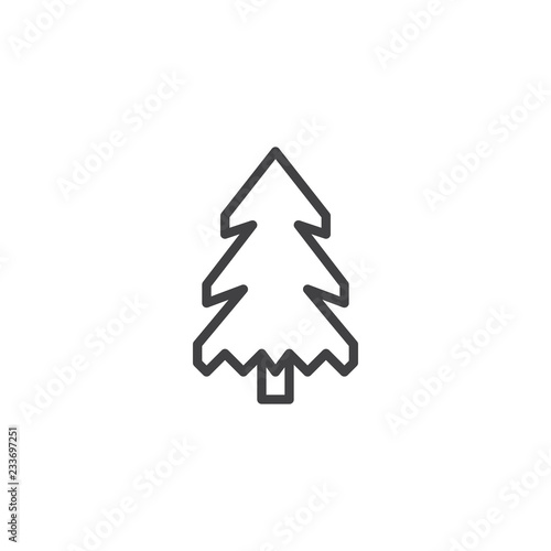 Winter spruce tree outline icon. linear style sign for mobile concept and web design. Fir tree covered with snow simple line vector icon. Symbol  logo illustration. Pixel perfect vector graphics