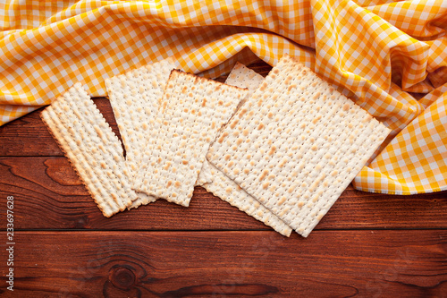 matzo flatbread for Jewish high holiday celebrations on the table