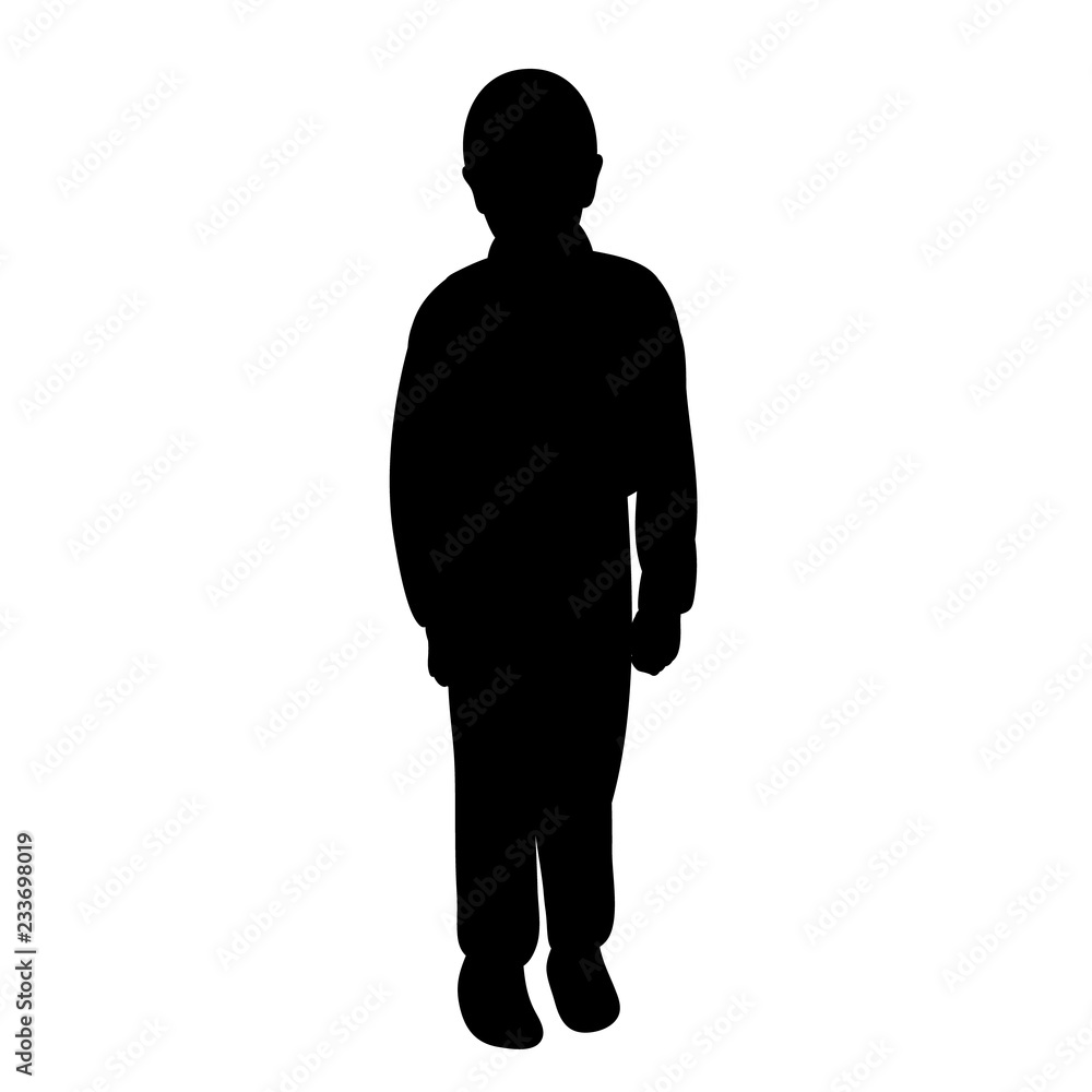 isolated, silhouette child boy