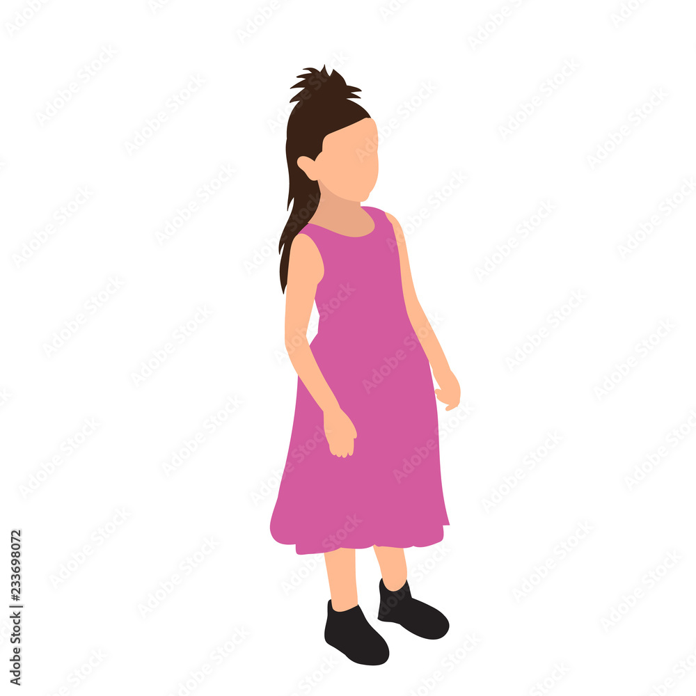 vector, isolated, little girl, flat style, no face vector, isolated, little girl, flat style, no face