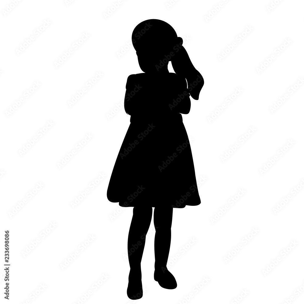 isolated, silhouette child little girl