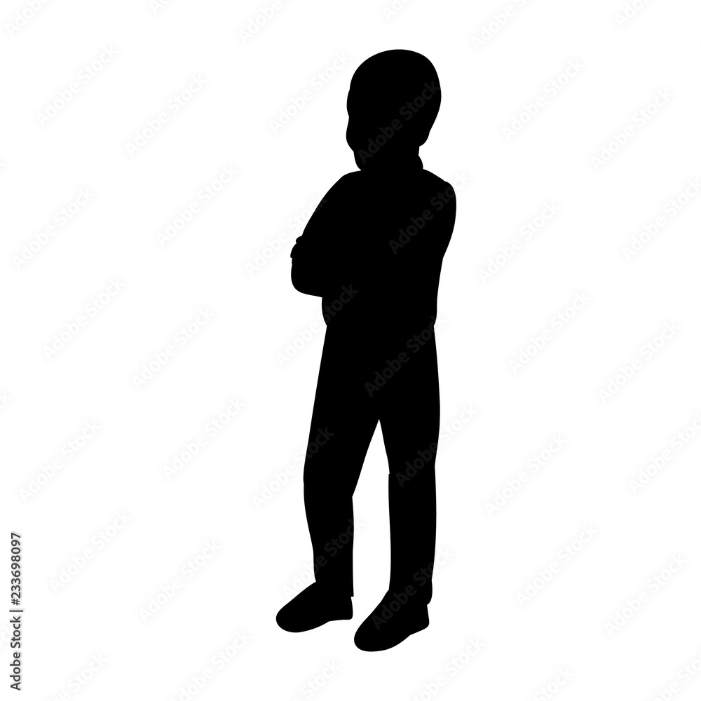vector isolated, silhouette child boy